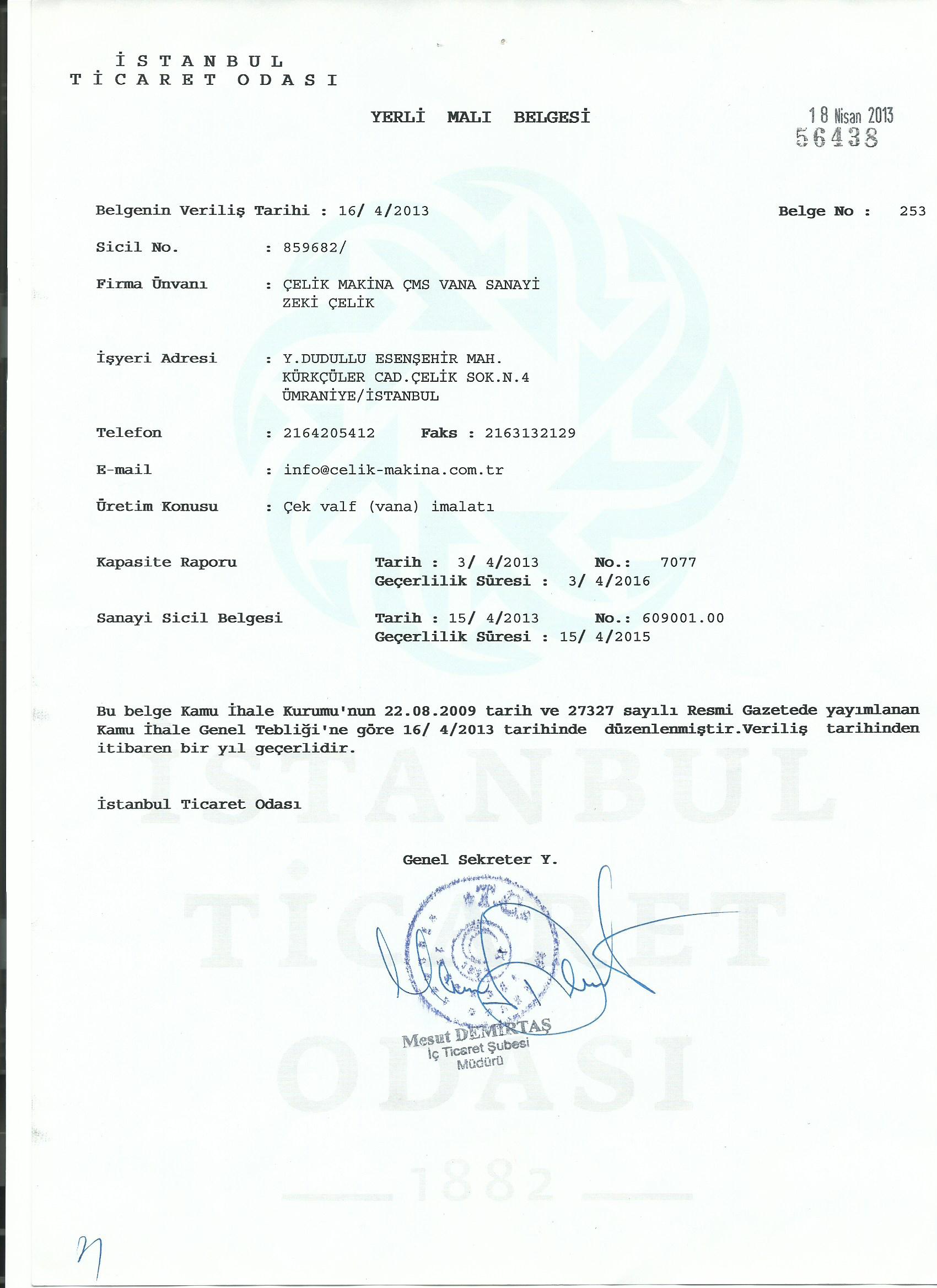 Çelik Makina, Soğutma Vanaları ve Amonyak Vanları